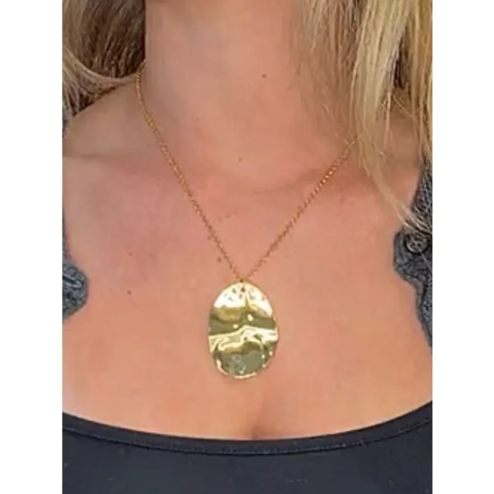 Gold Oval Pendant Necklace - 16” chain by Mayamar
